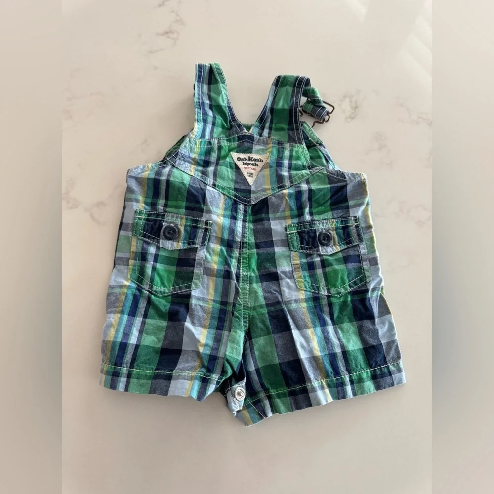 Vintage OshKosh B'gosh Green Plaid shortalls